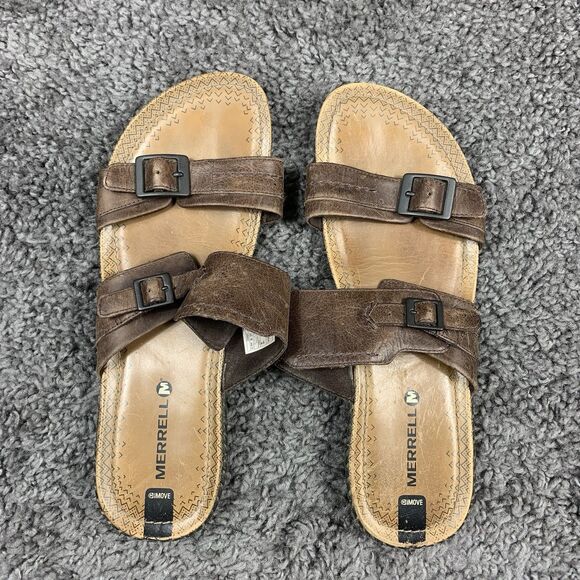 Merrell Whisper Women's 9 Brown Leather Slide Sandals with Buckles Boho J55580 - Picture 6 of 8